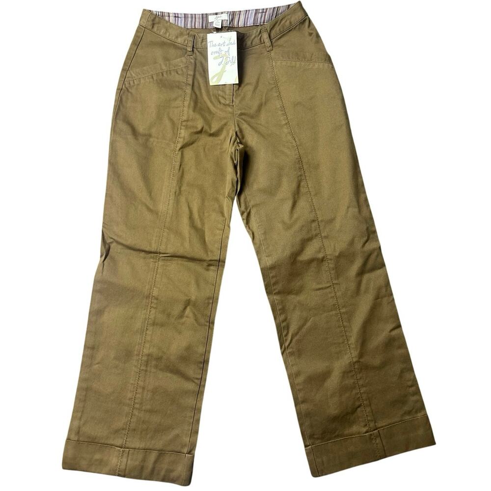 J. Jill Petite 2 Cotton Wide Leg Pant Brown Khaki Casual Career NWT